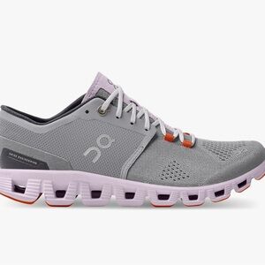 On Running Gray and Pink Athletic Shoes